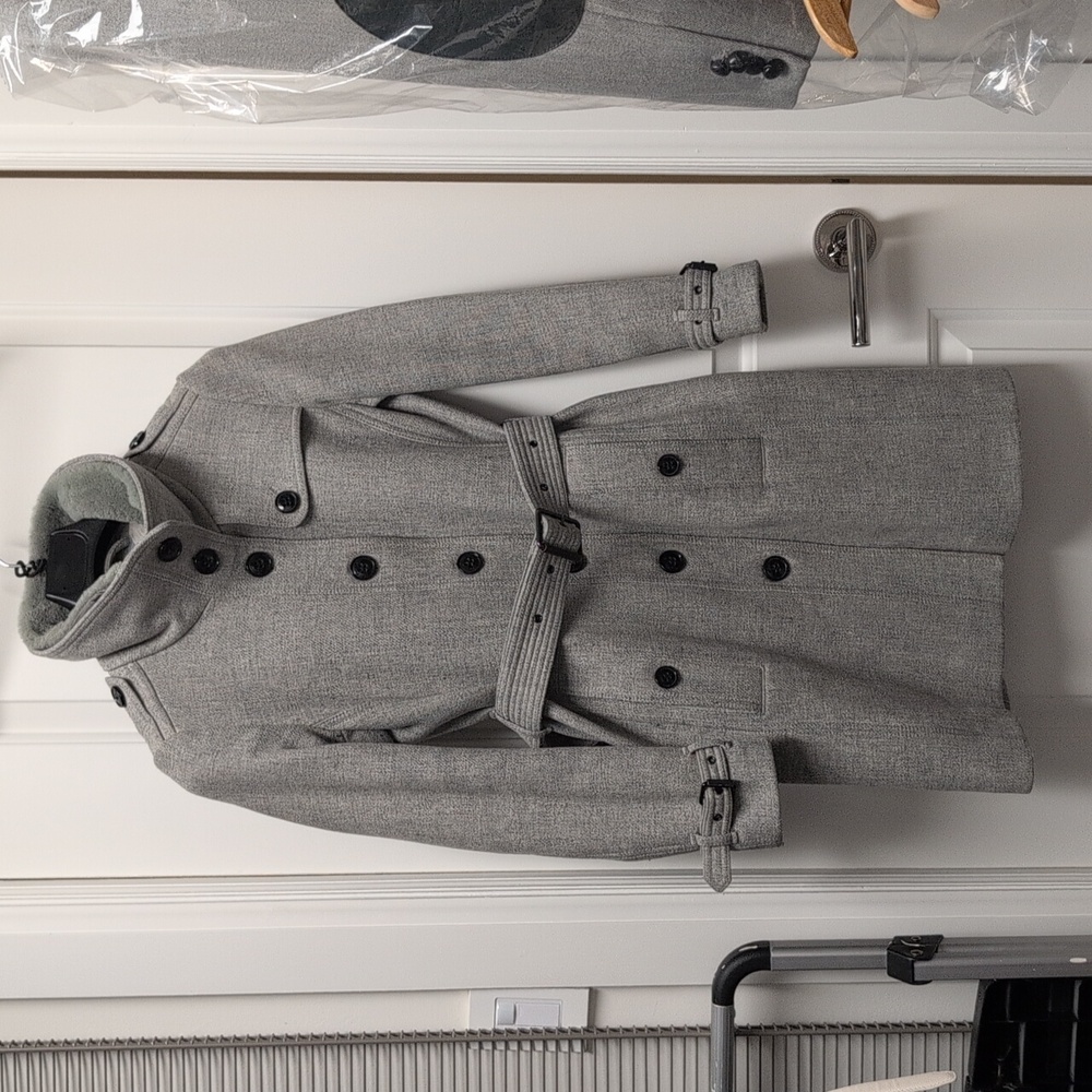 Burberry Brit Rushfield Coat Wool Cashmere Size 4. Dove Grey